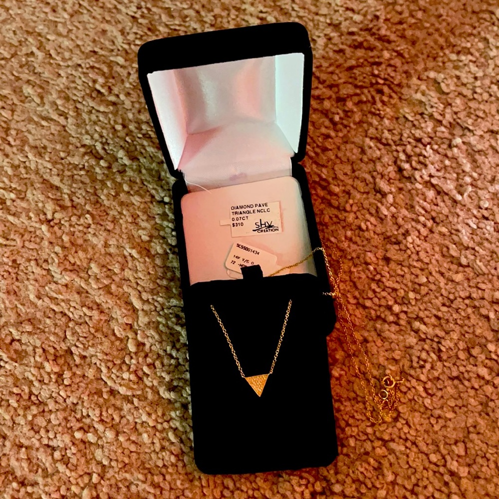 SHY creation diamond pave triangle necklace